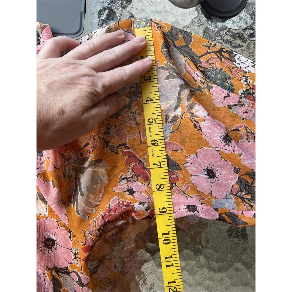 Kate & Sam Burnt Orange Ruffle Maxi Dress Size Medium Pink Long Sleeves Sunset - Picture 13 of 16
